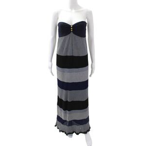 MLH Womens Strapless Sweetheart Striped Maxi Dress Blue Size S